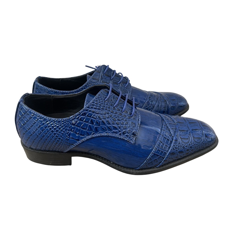Bolano Mens Formal Tuxedo Wedding Dress Shoe Lace Up Croco Cap Toe Oxfords
